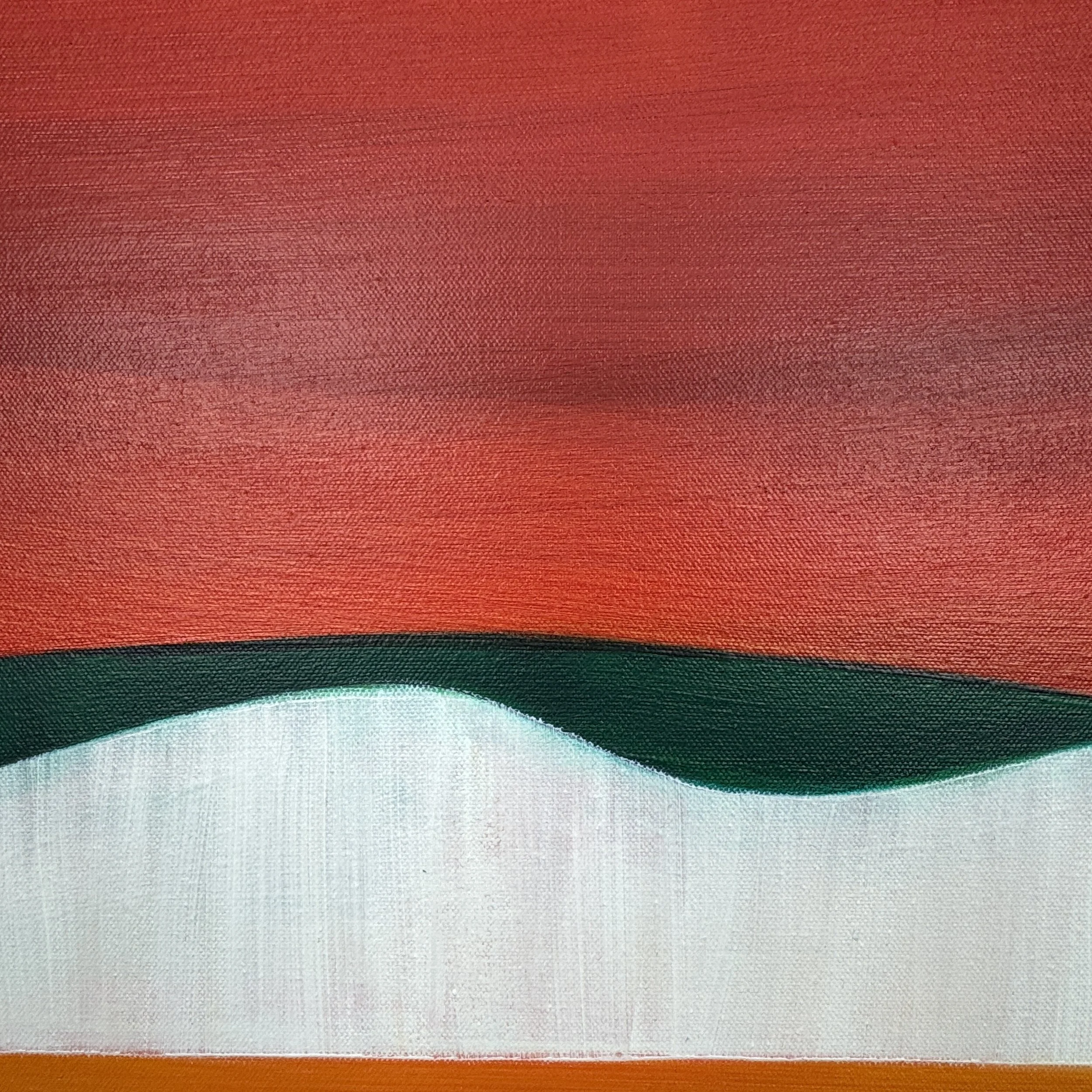 Detail of contemporary landscape “Stand Tall, Shine On” highlighting movement and expressive paint