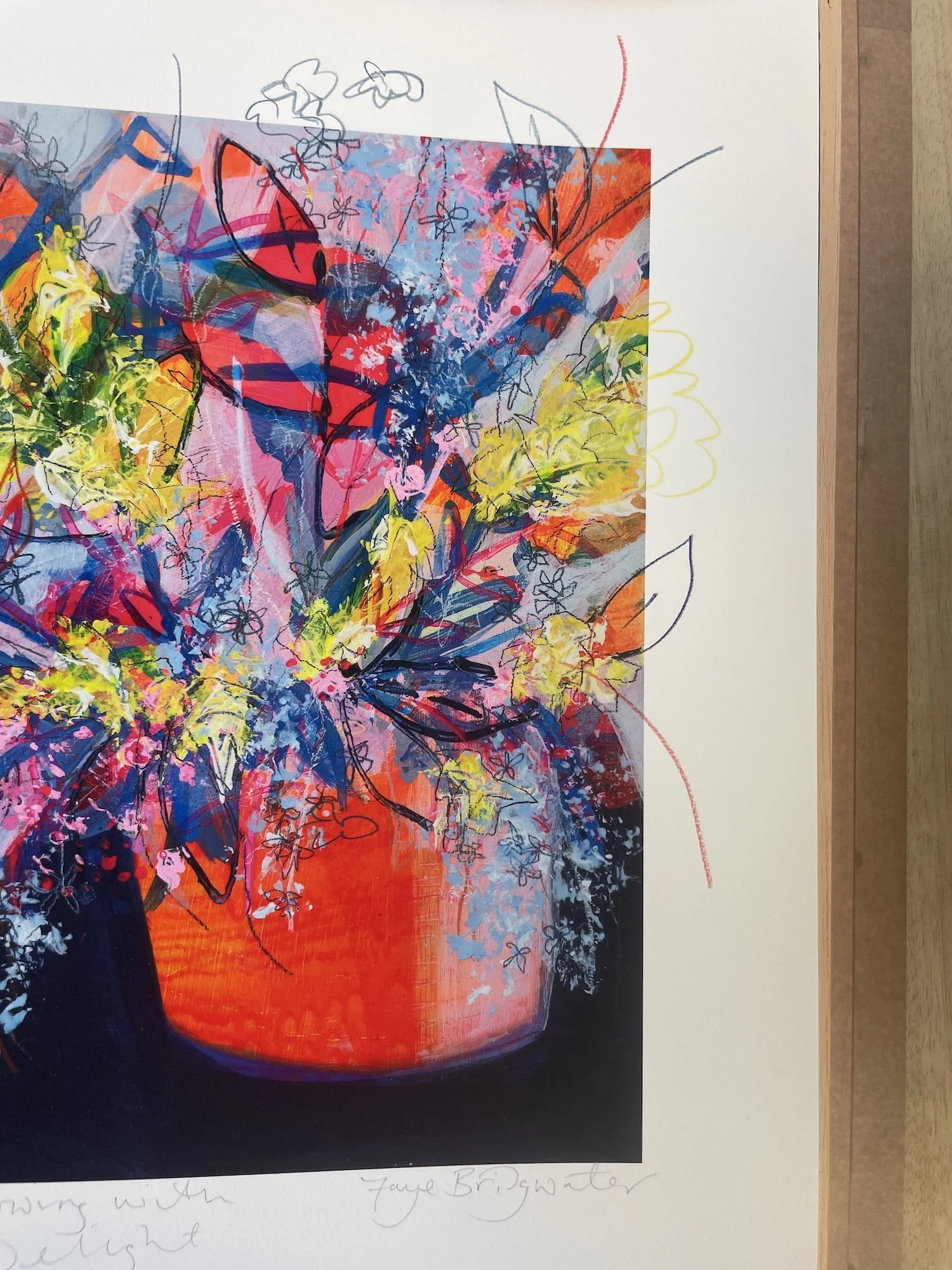 Aromatic Melody limited edition floral print by Faye Bridgwater, up close