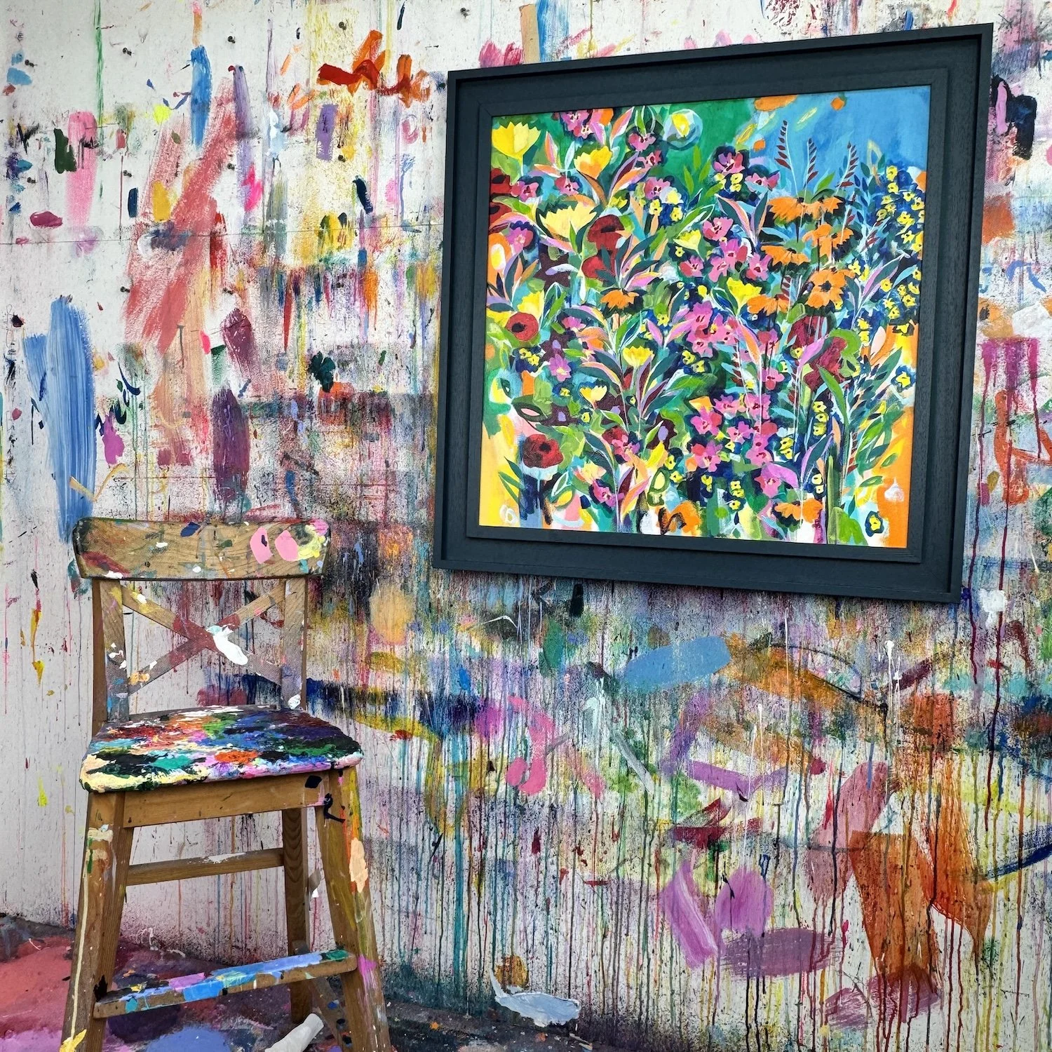 Statement floral painting for modern interior space