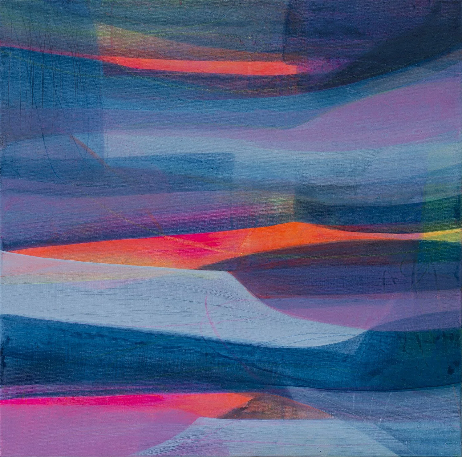 Smile Smile Smile limited edition print by Faye Bridgwater, an expressive abstract landscape inspired by shifting light and colour