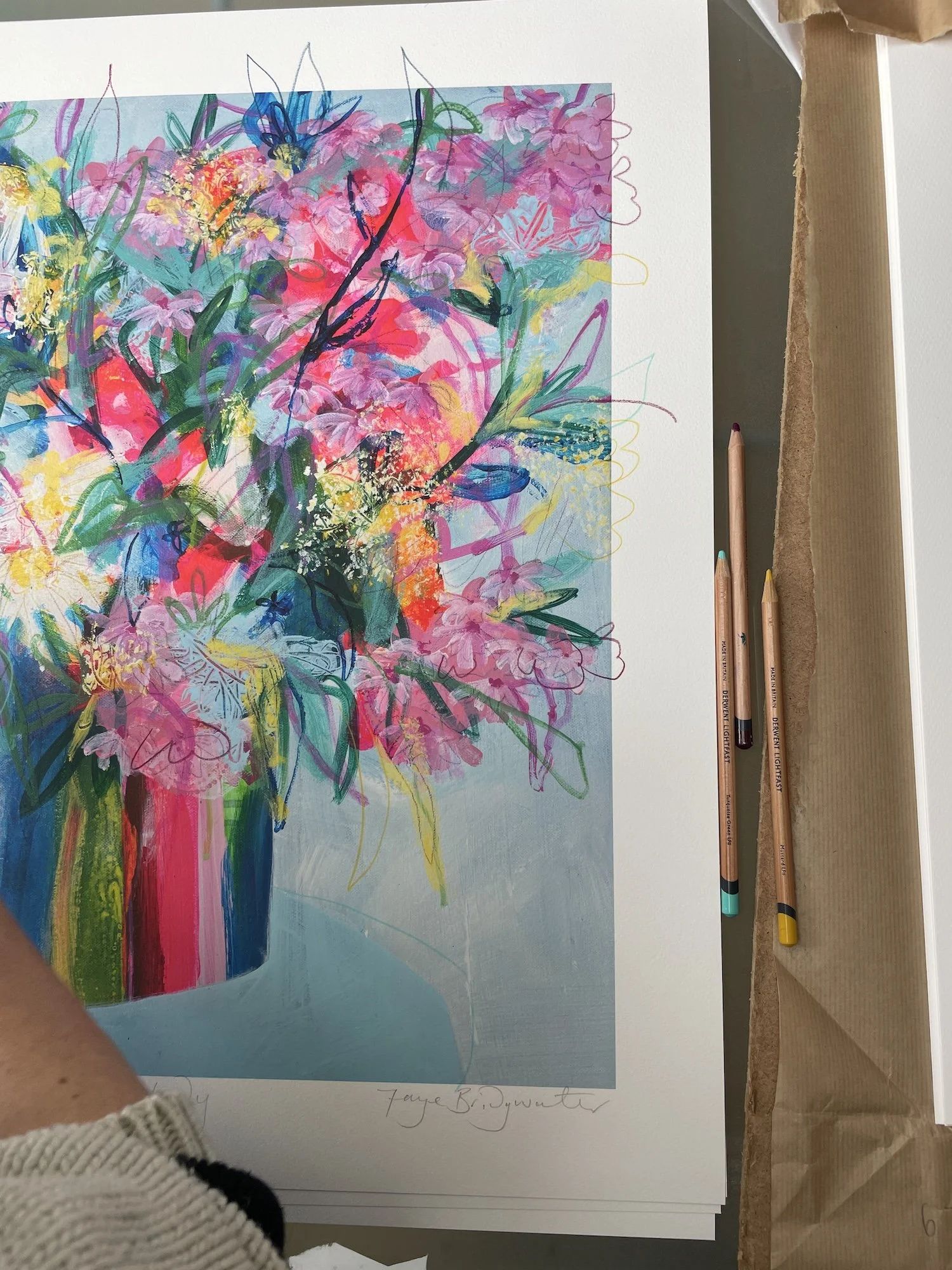 Aromatic Melody limited edition print by Faye Bridgwater, showing the details on the artwork