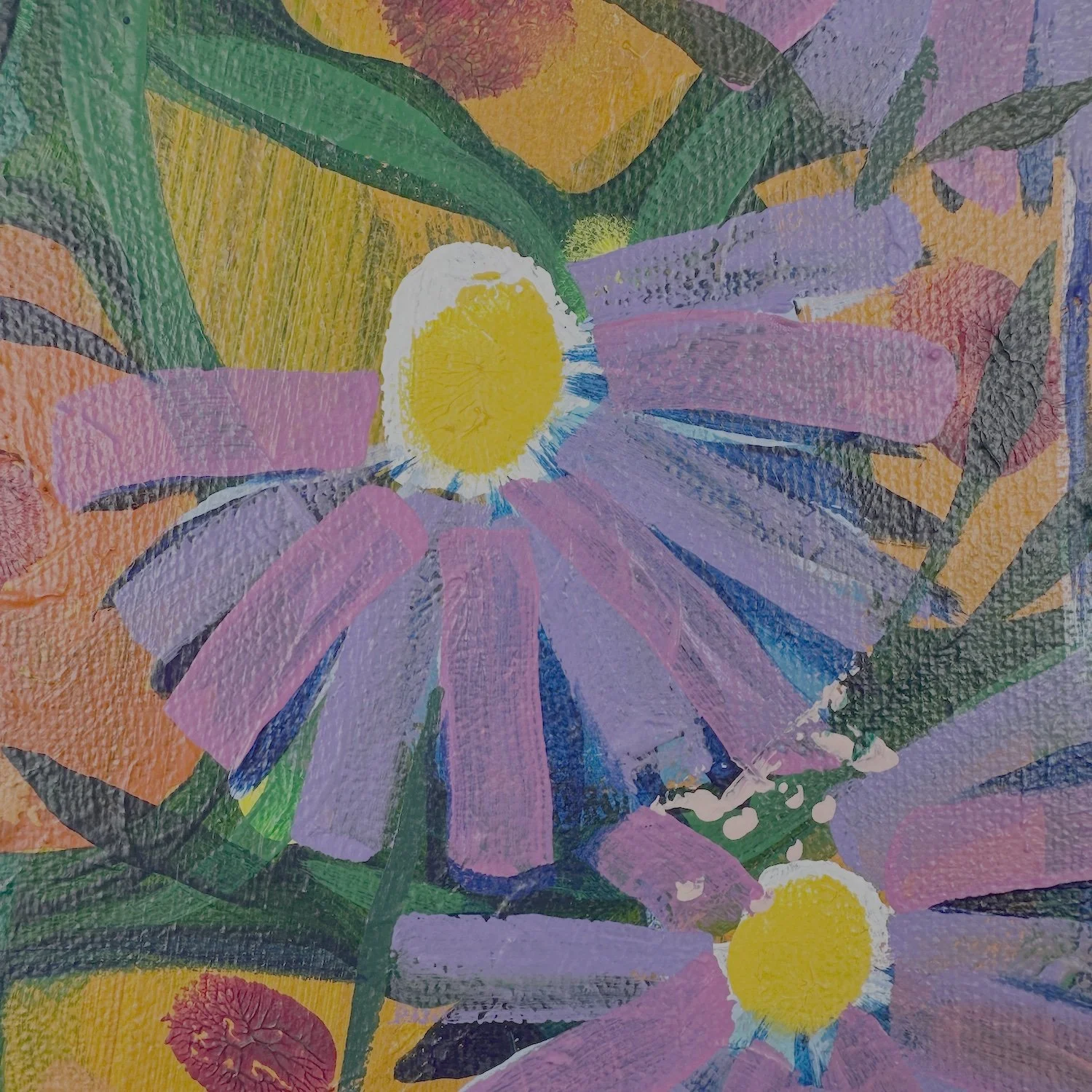 Abstract contemporary wall art of flowers bringing energy and happiness to a living space