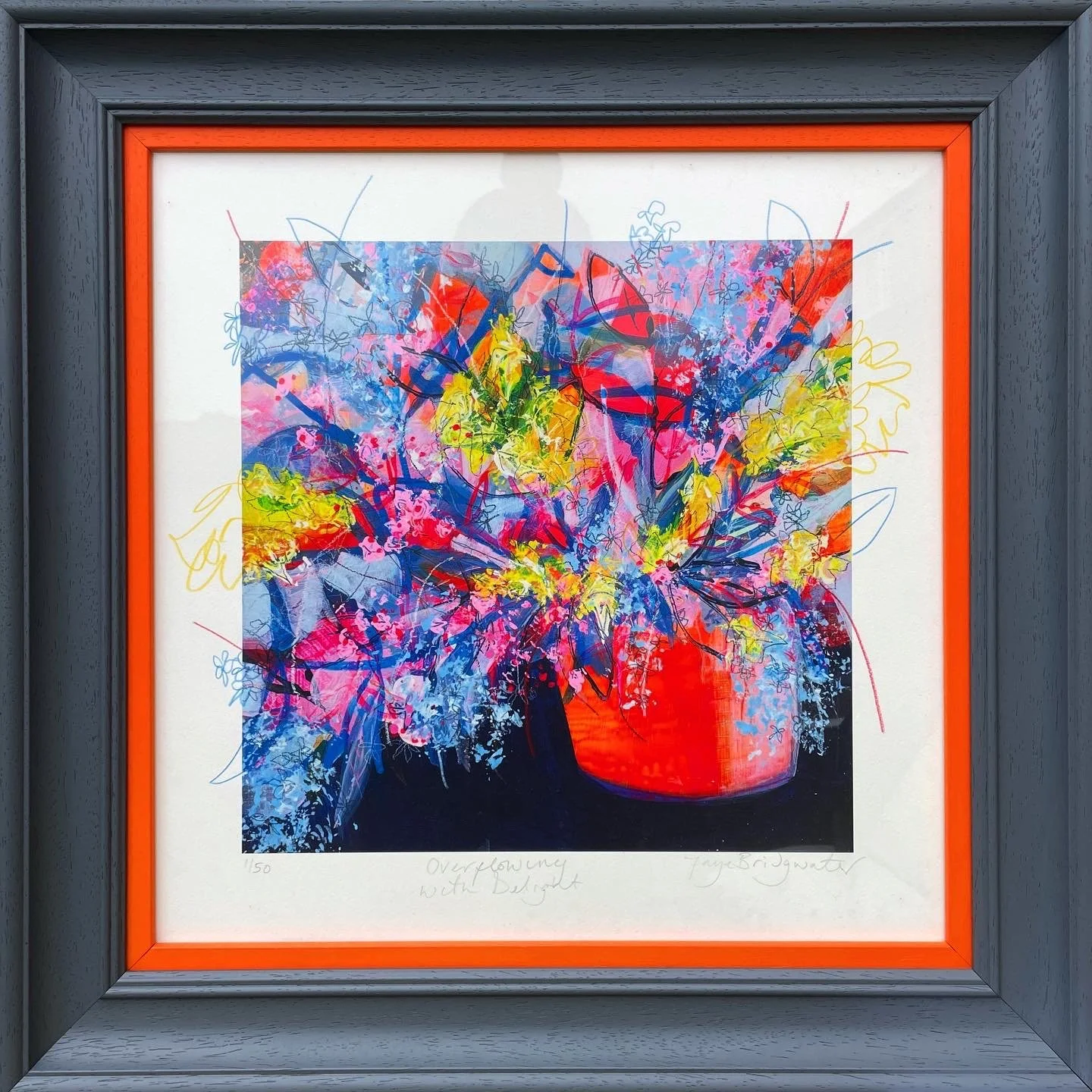 Overflowing With Delight limited edition print by Faye Bridgwater, beautiful bold wall art for home or office