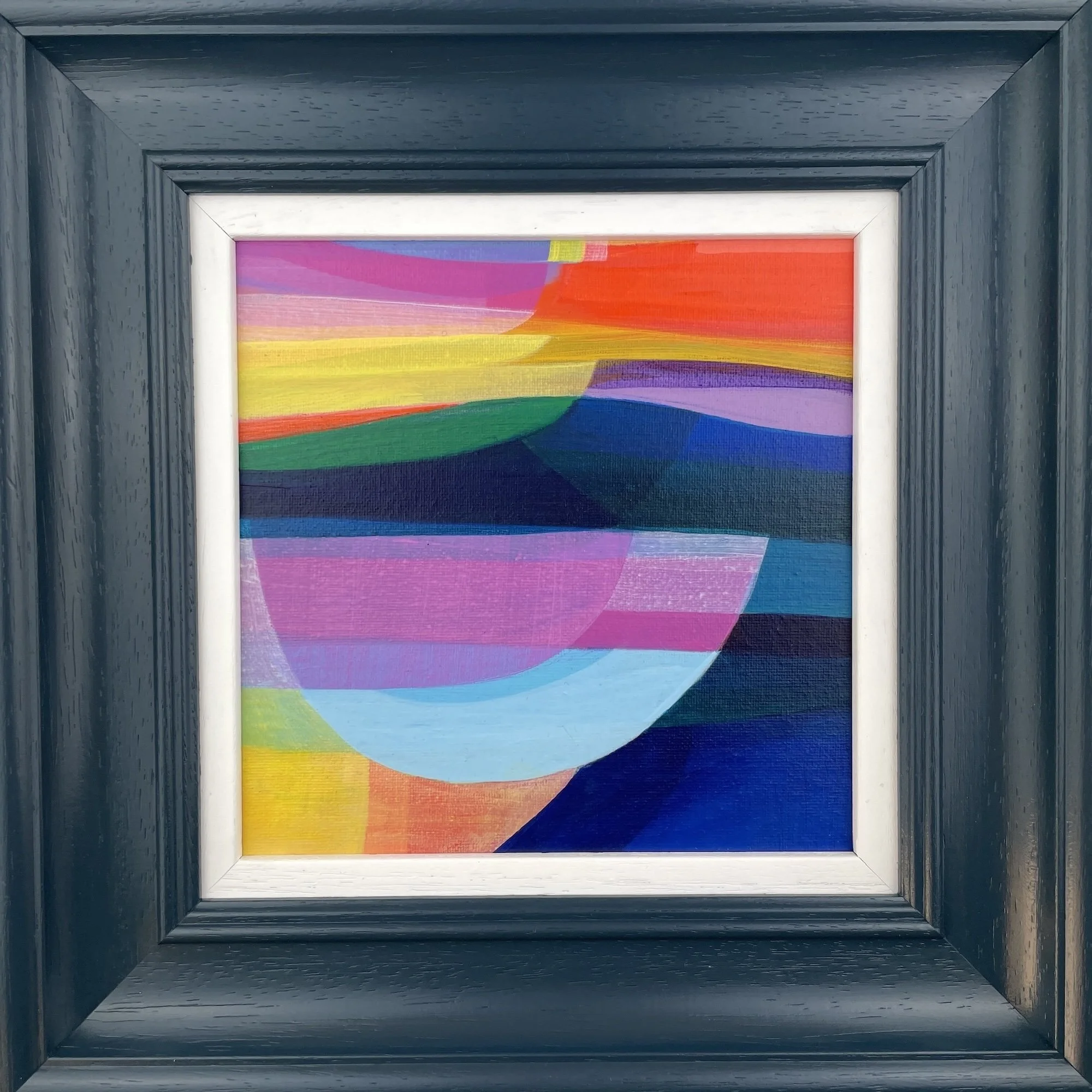 Original framed contemporary landscape painting "The Shoreline Is Coming" by Brighton artist Faye Bridgwater