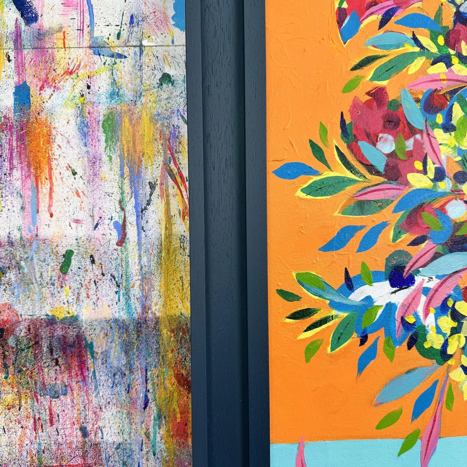 Statement floral painting for modern interior wall