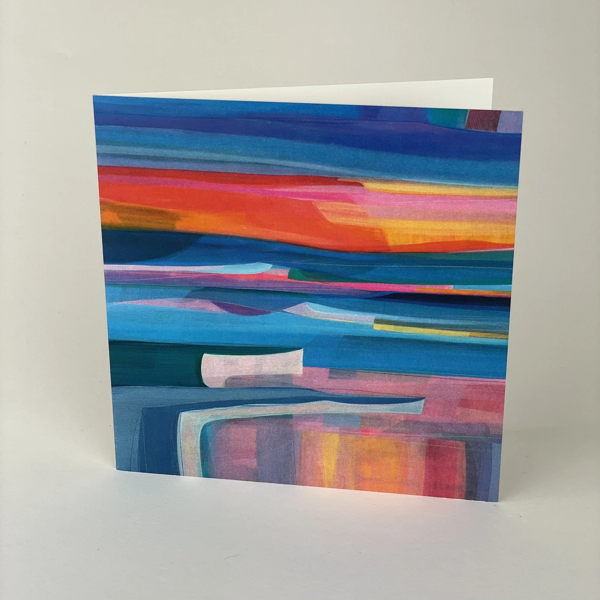 Colourful fine art greeting card inspired by walking along the Seven Sisters in Sussex