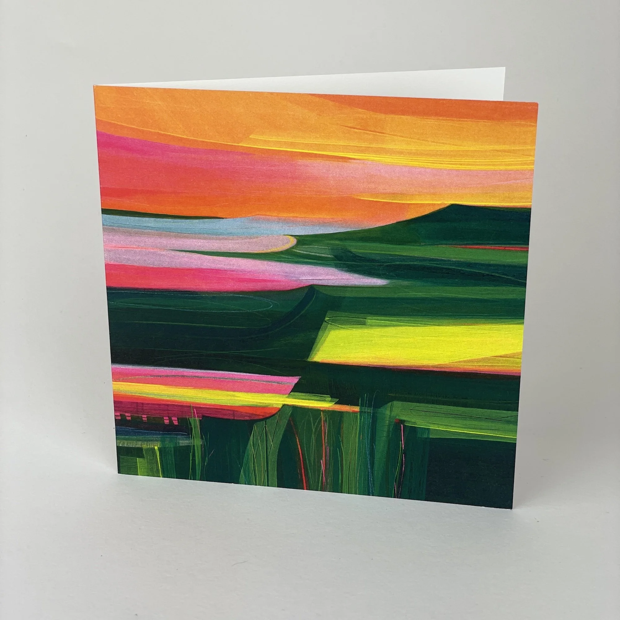 Fine art countryside greeting card with expressive brushstrokes and vibrant colour, UK artist design