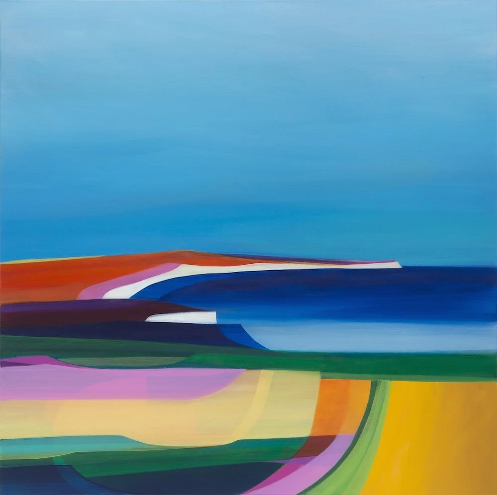 Abstract landscape and floral original painting with colour and light by Faye Bridgwater