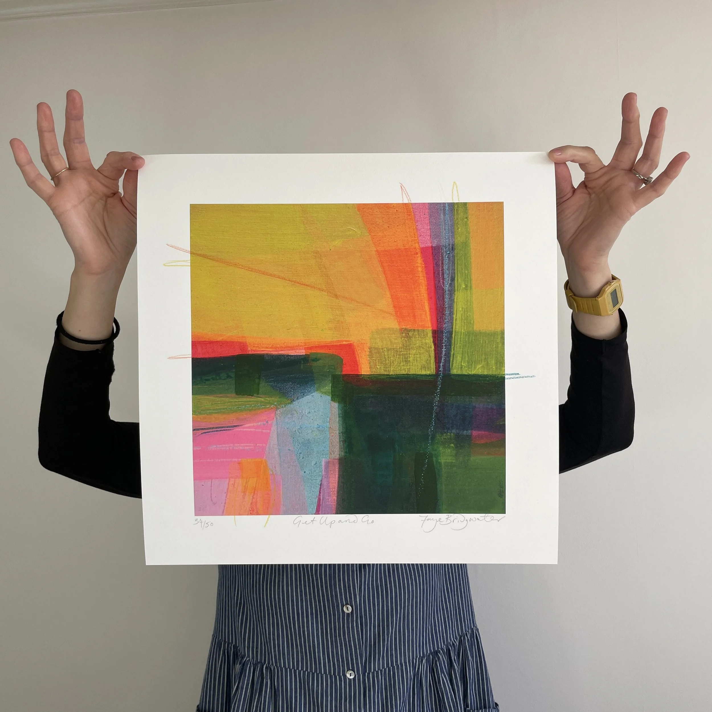 Get Up and Go limited edition print by Faye Bridgwater, a pop of colour for a living space