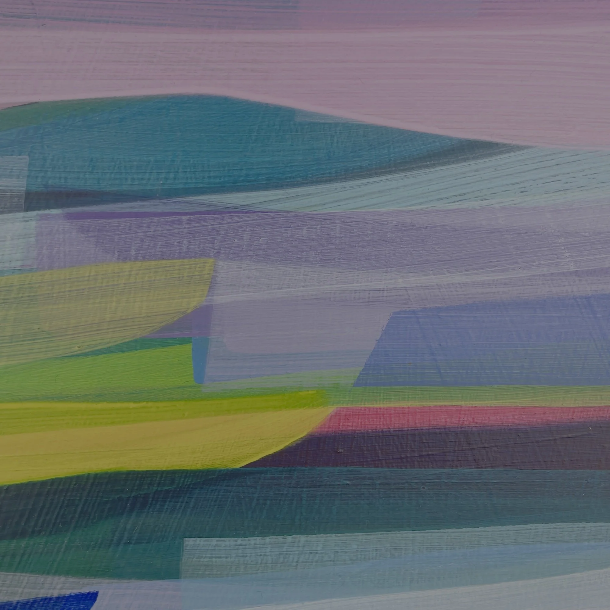 Abstract wall art of a colourful landscape by Faye Bridgwater