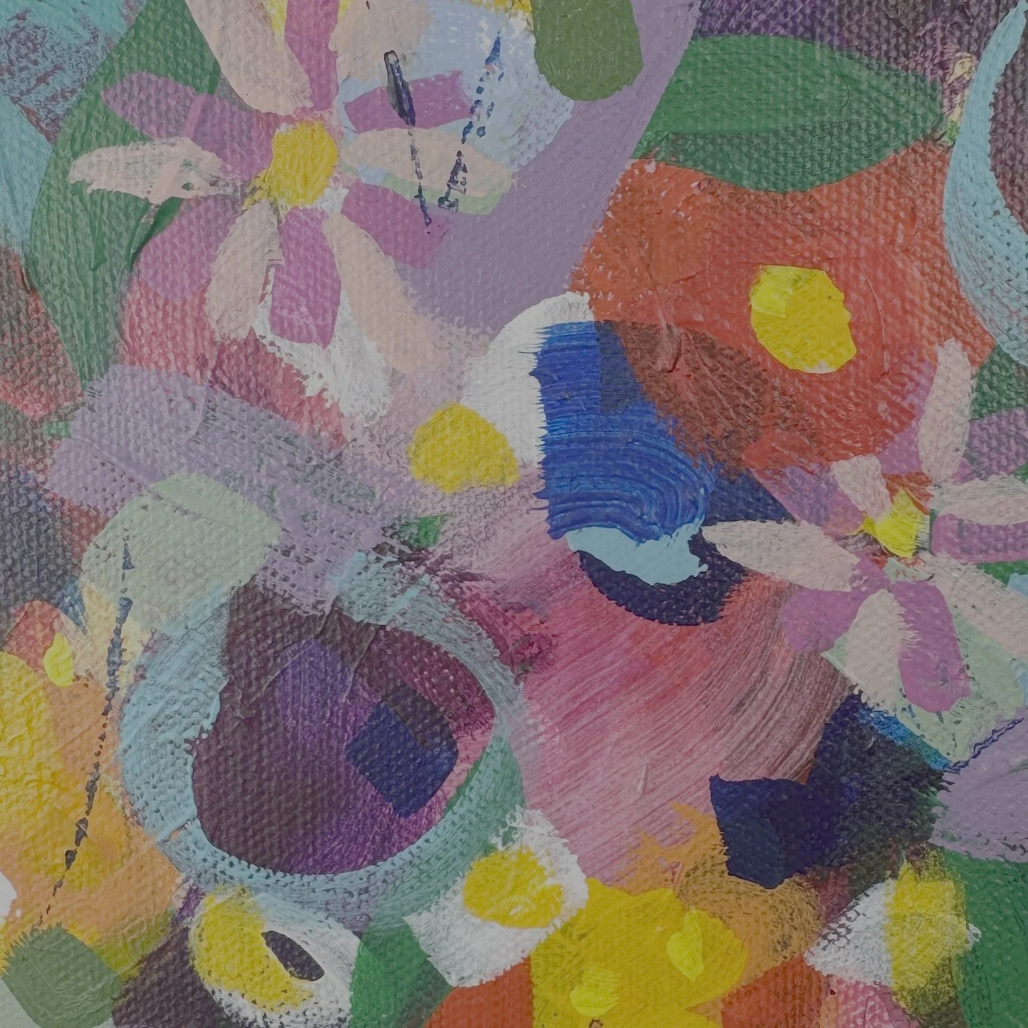 Texture and movement on a Faye Bridgwater floral painting, perfect for home or work place