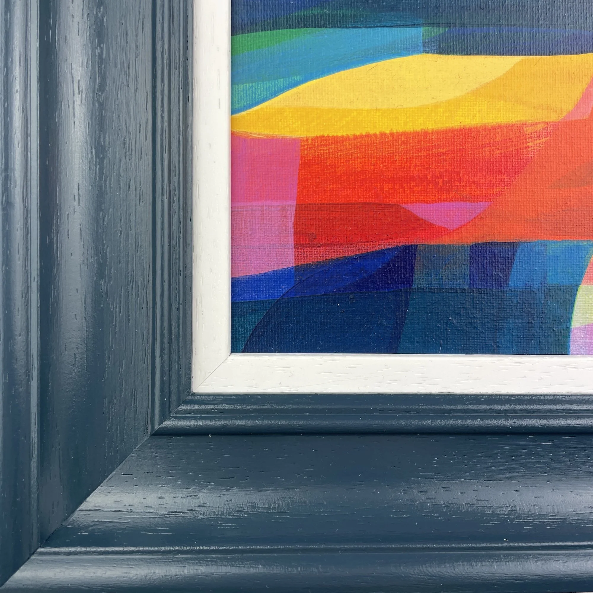 Layers of colour on a Faye Bridgwater original contemporary landscape called "In Quiet Thought"