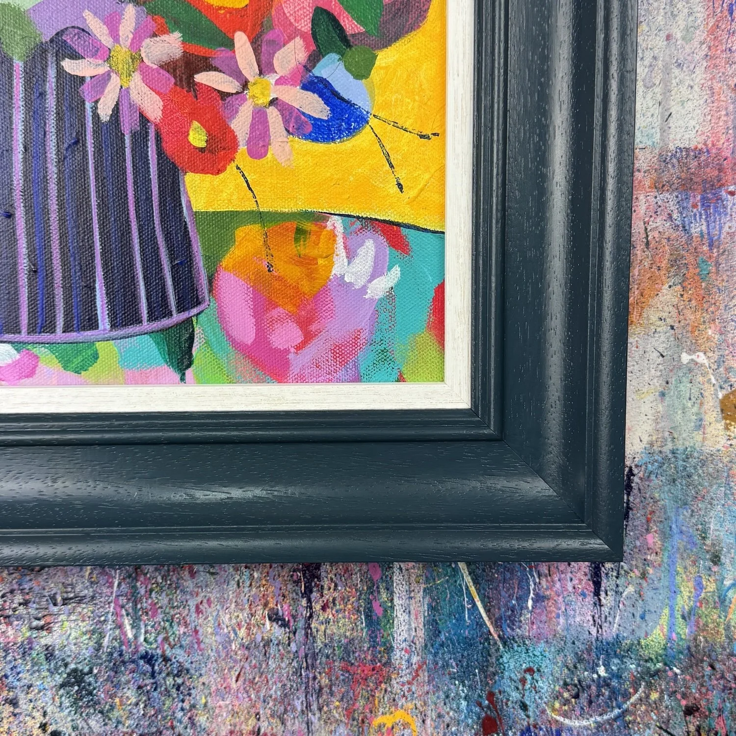 Fun and uplifting artwork by Faye Bridgwater titled "Stay Golden"