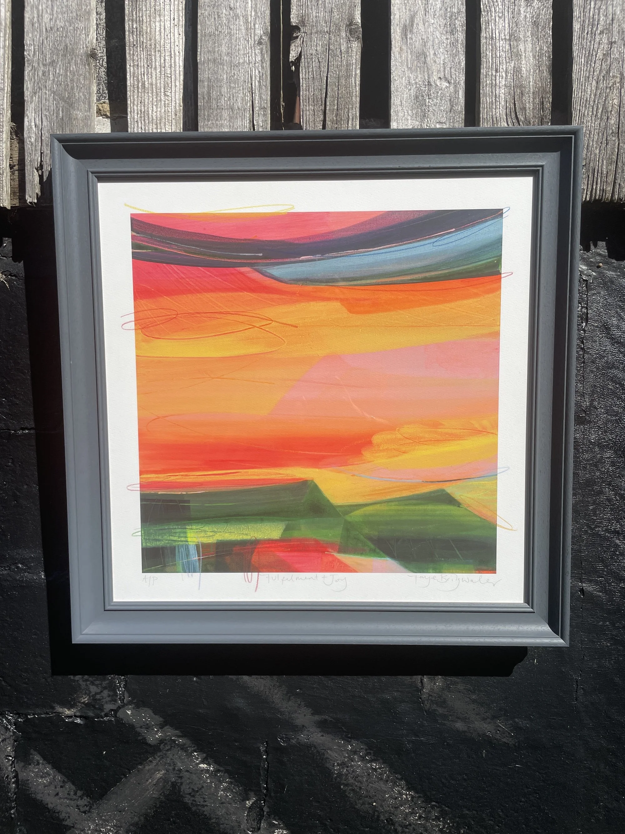 Fulfilment and Joy limited edition print by Faye Bridgwater, framed sunset artwork