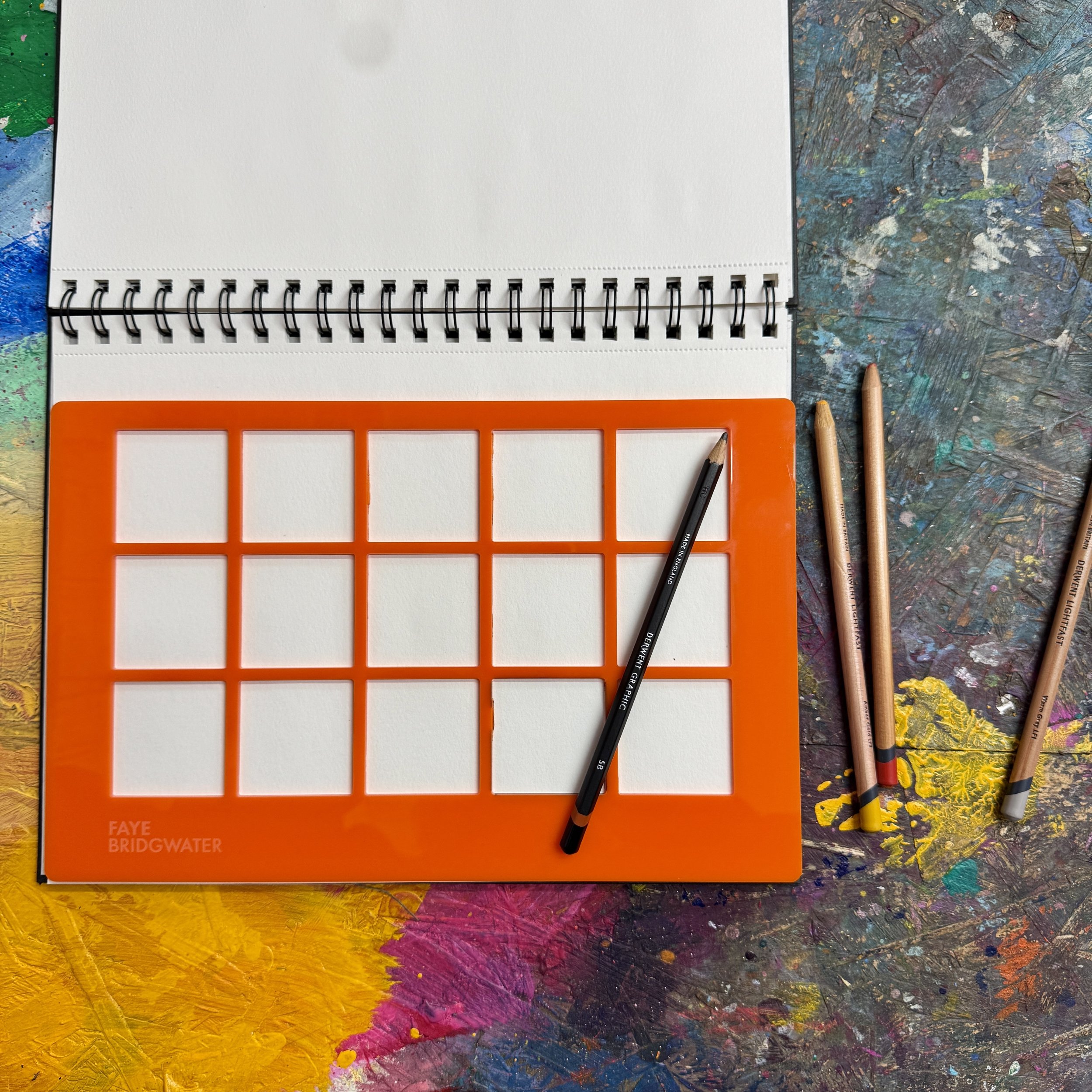 Sketch Squares creative tool for artists used to explore ideas and start a sketchbook page