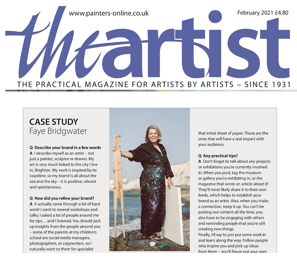 Interview in the Artist Magazine with Faye Bridgwater