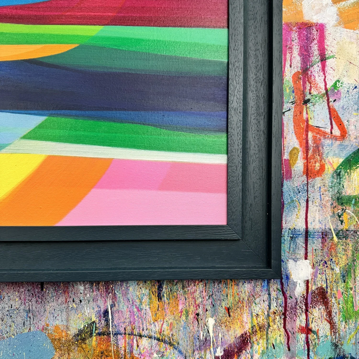 Close-up of layered golden tones in abstract painting