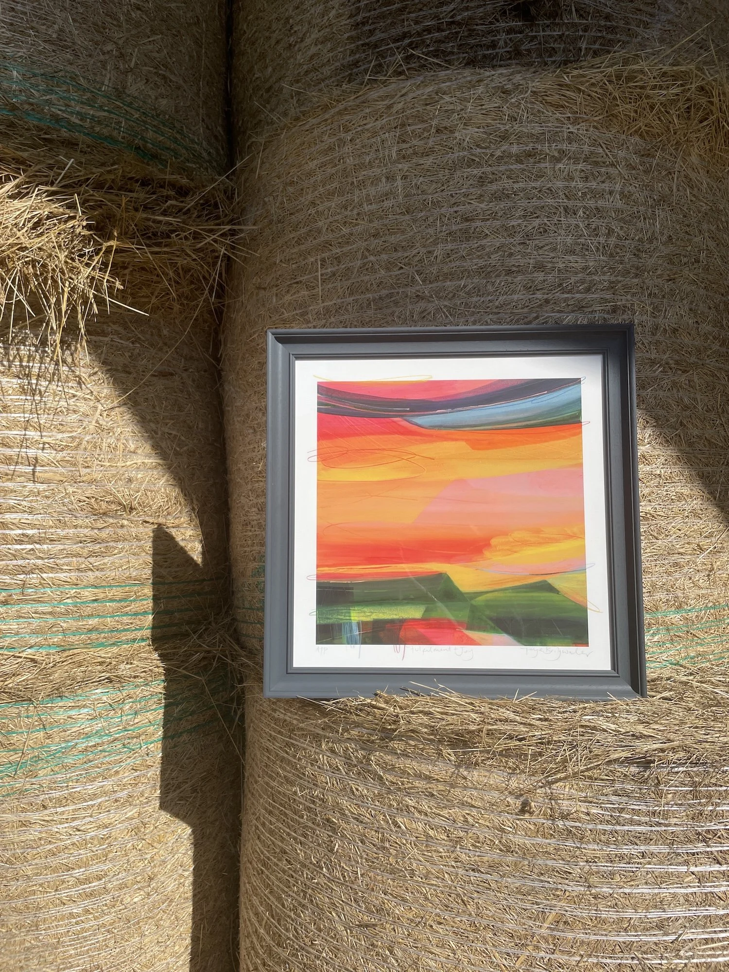 Fulfilment and Joy limited edition print by Faye Bridgwater, warm and calming landscape
