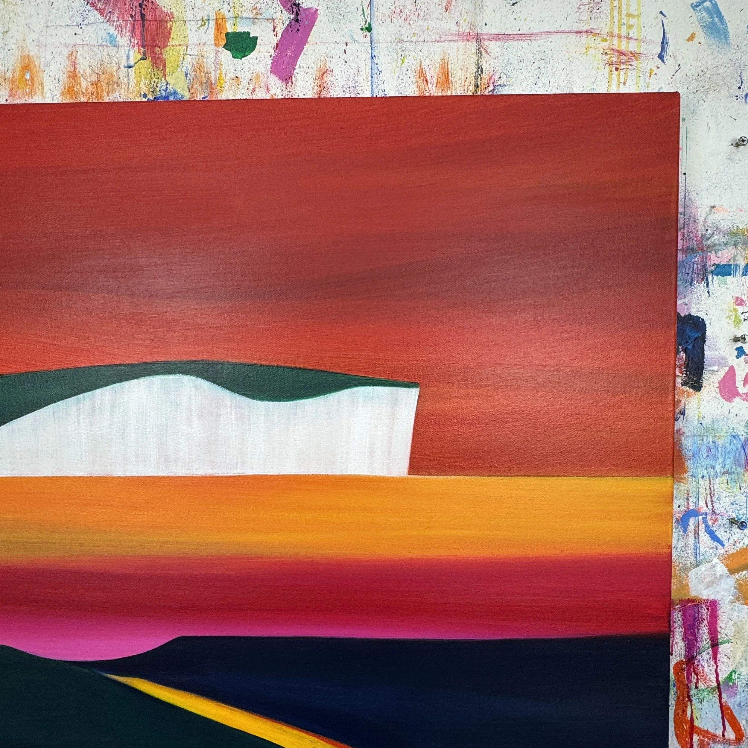 Large landscape painting “Stand Tall, Shine On” by Faye Bridgwater, bold statement artwork full of colour and depth