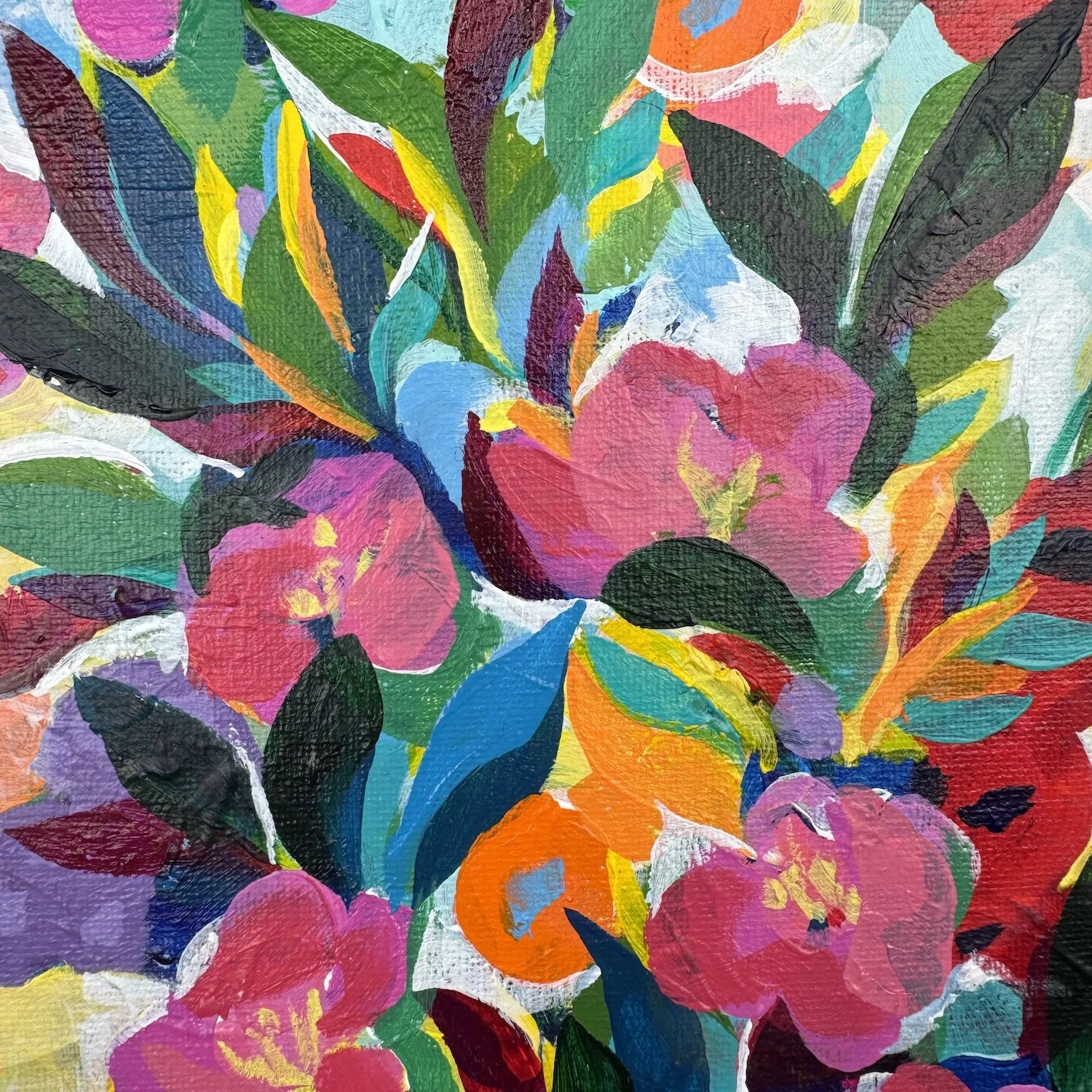 Bright floral painting to add colour to a modern interior