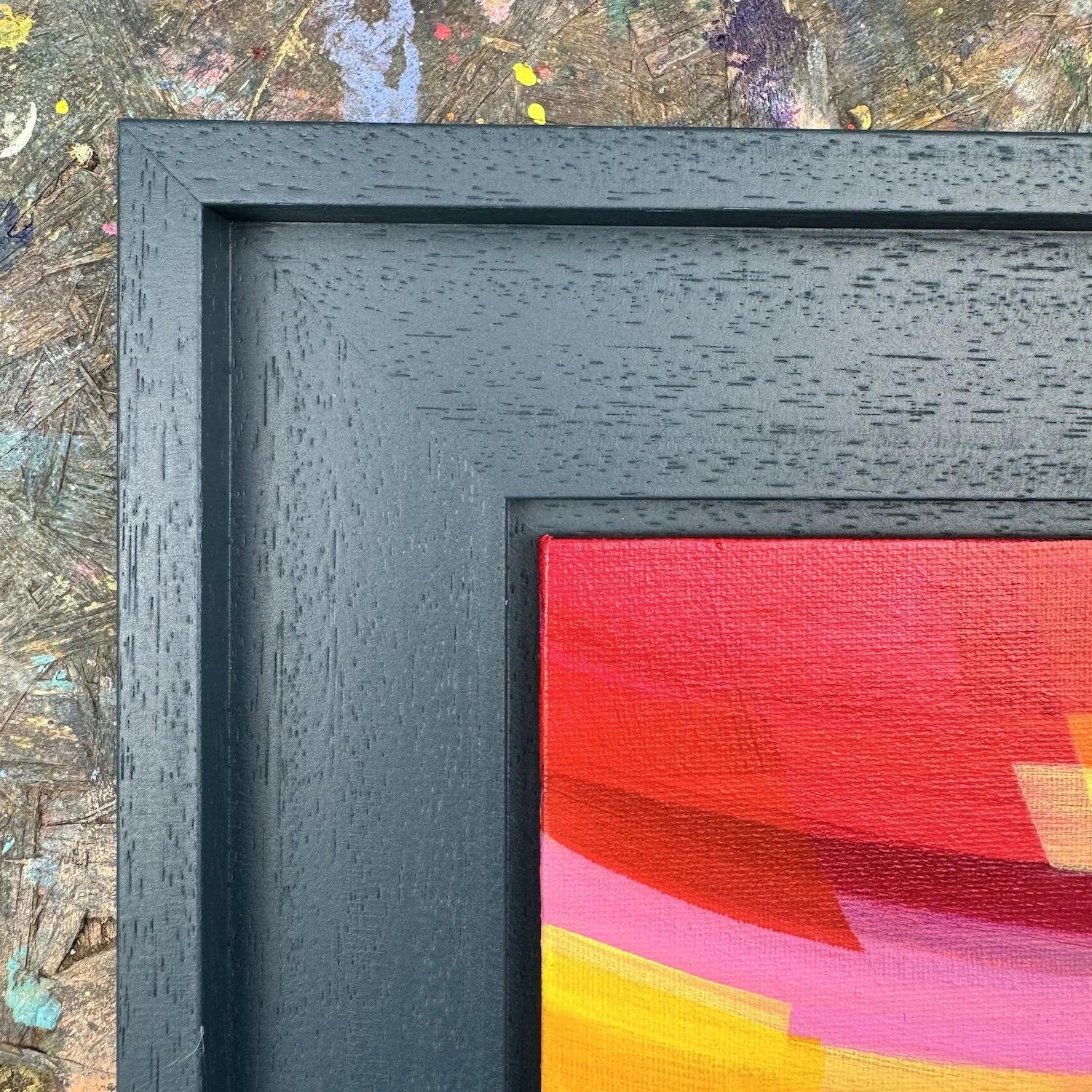 Detail of glowing horizon and colour transitions in coastal artwork