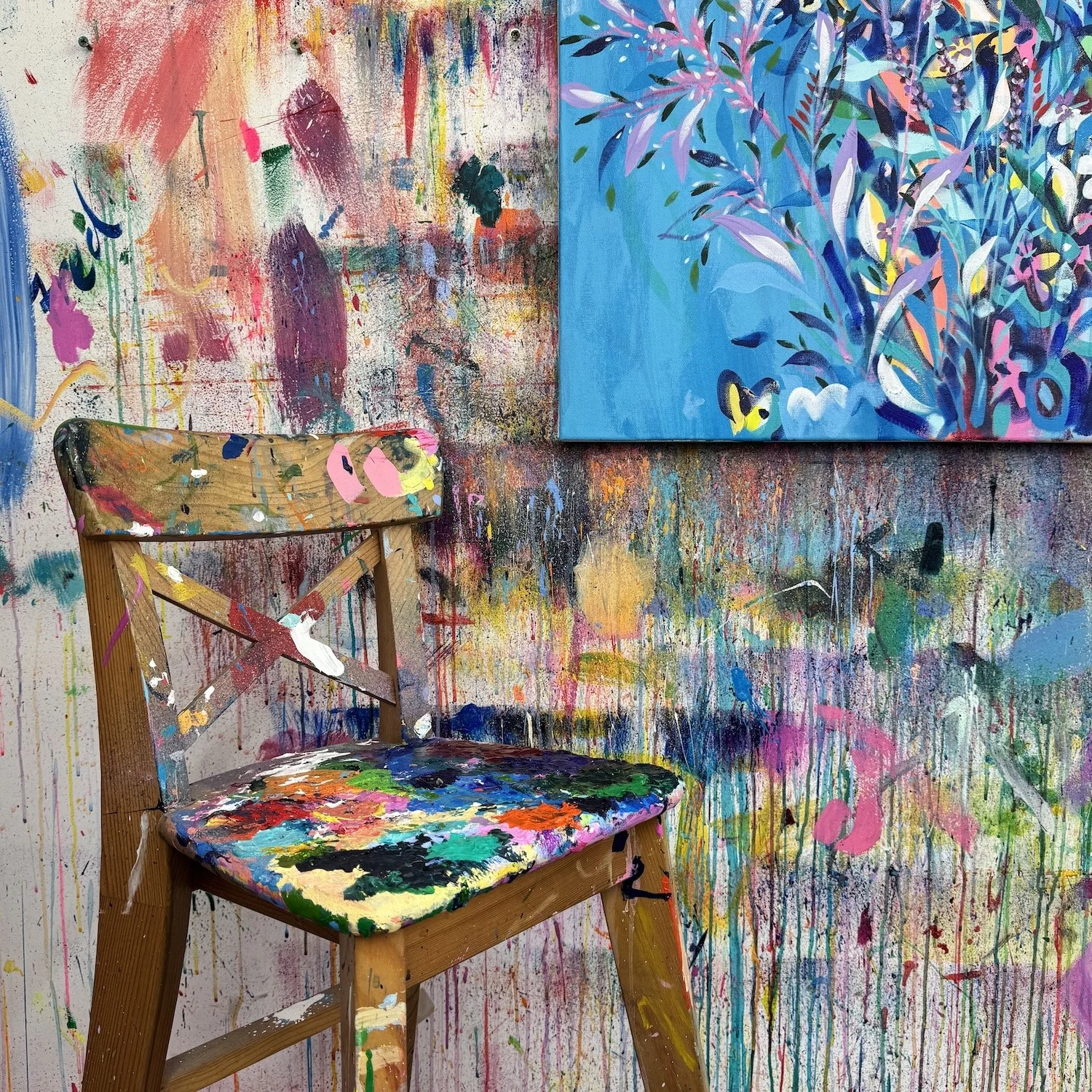 Expressive flower painting with saturated colour and rich surface