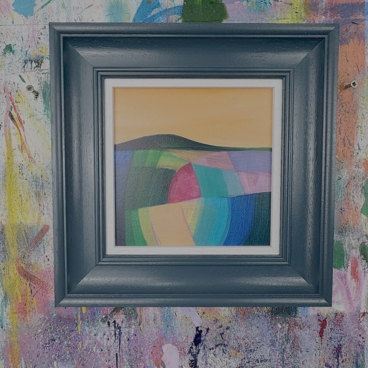 Orange sky sunset in this abstract painting by Faye Bridgwater