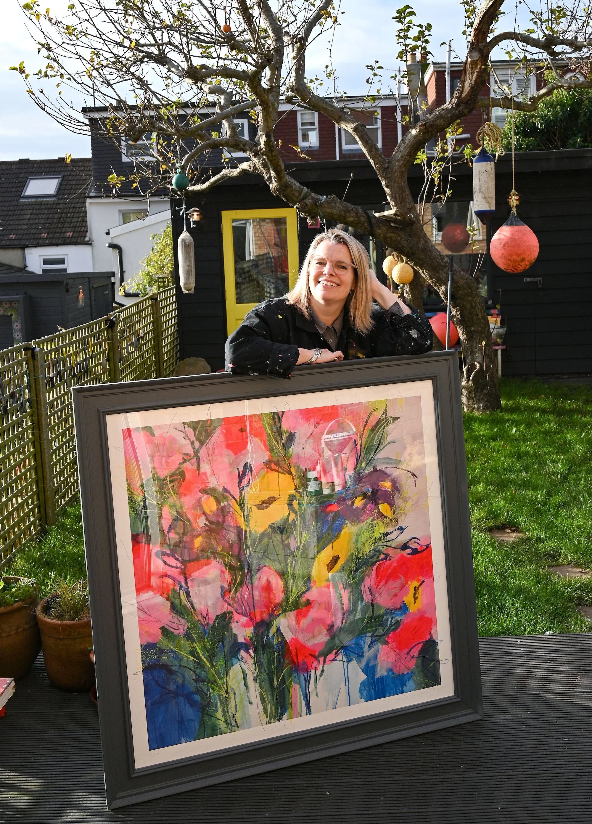 A Bloody Great Big Ballsy and Bountiful Buncha Bodacious Blooms limited edition print by Faye Bridgwater, large joyful and vibrant wall art