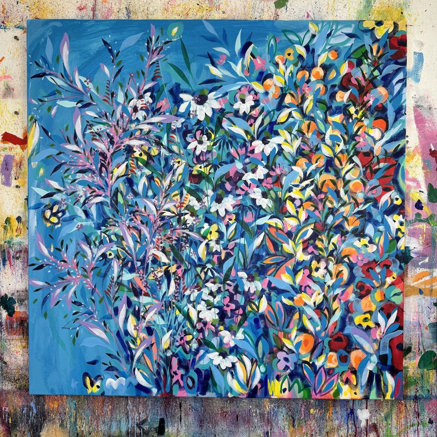Large statement floral painting for modern interiors