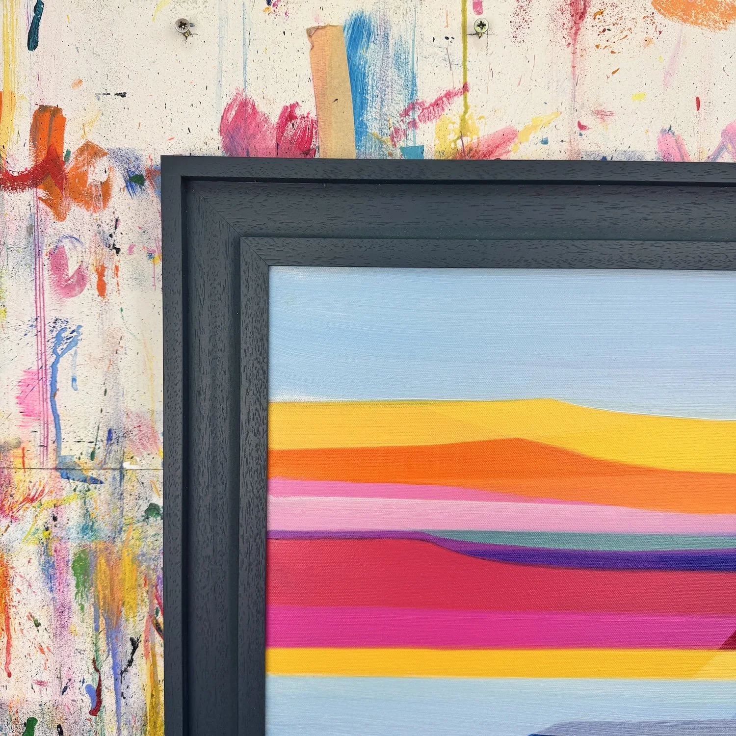 Vibrant abstract landscape of South Downs hills with soft, layered colour