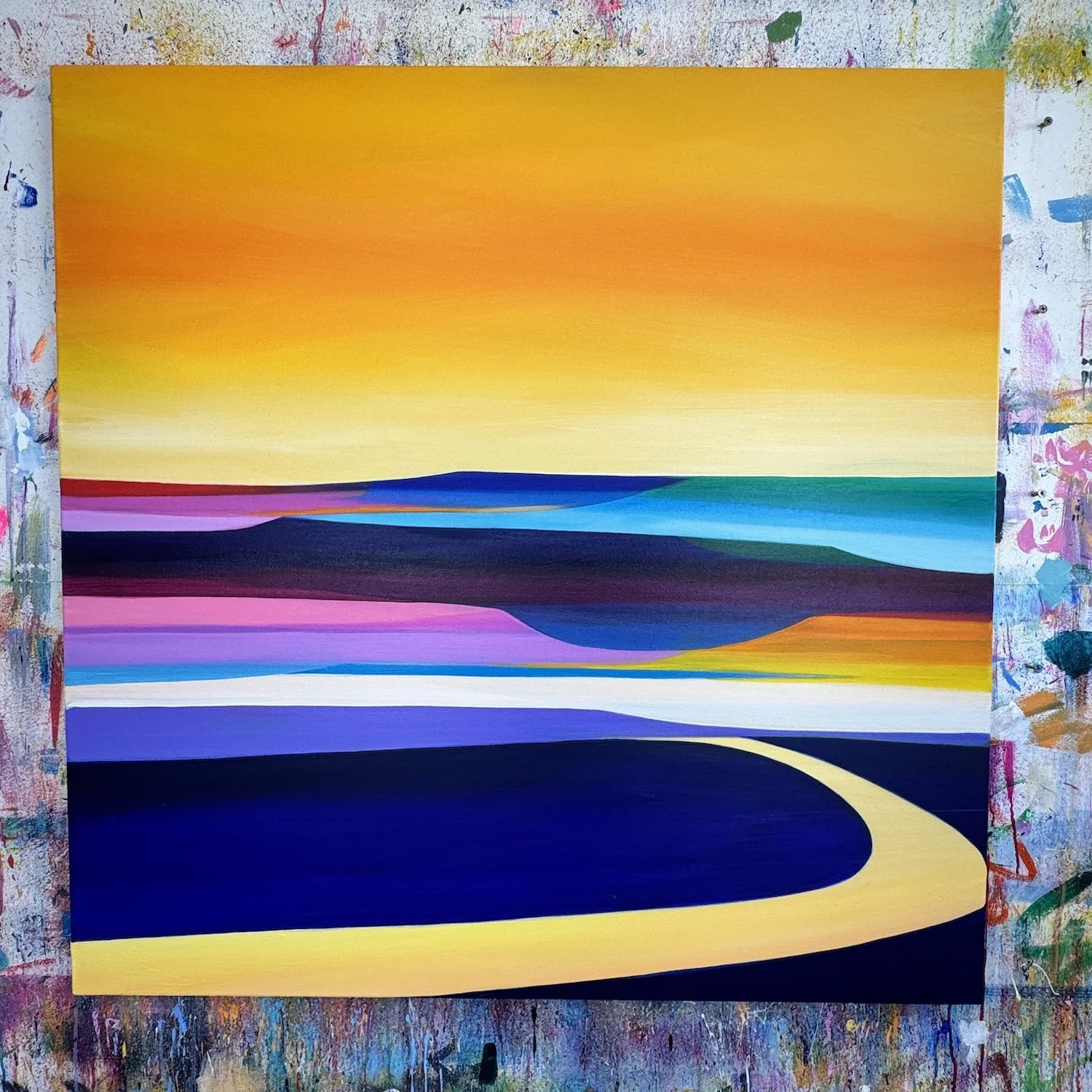Large statement painting in modern interior
