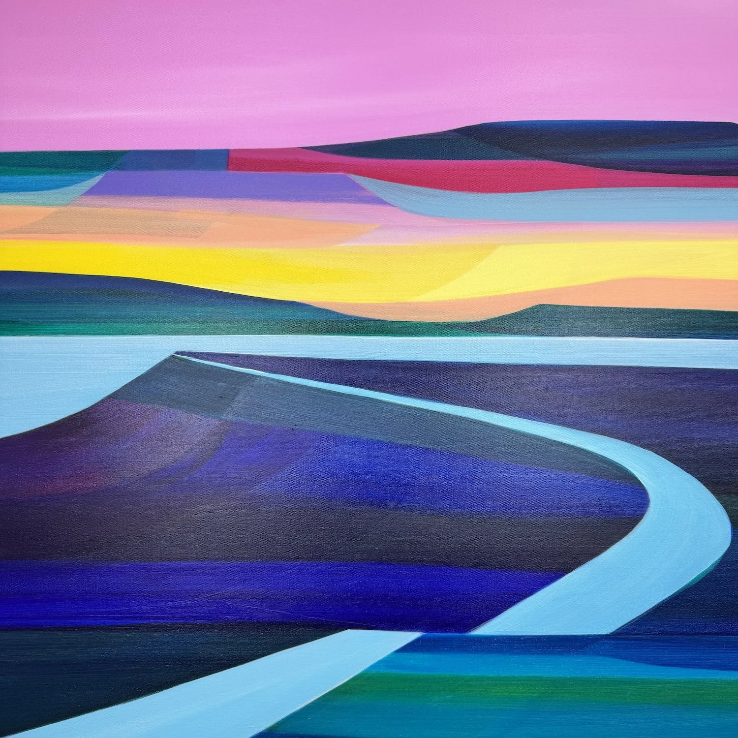 Large statement painting in modern interior space
