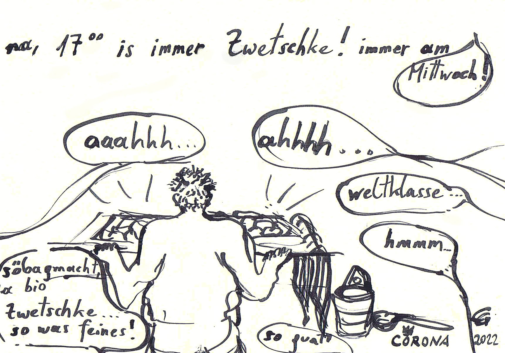  Mittwochspartie - 17 Uhr is immer Frau Luises genialer Zwetschkenaufguß ©Corona Gsteu