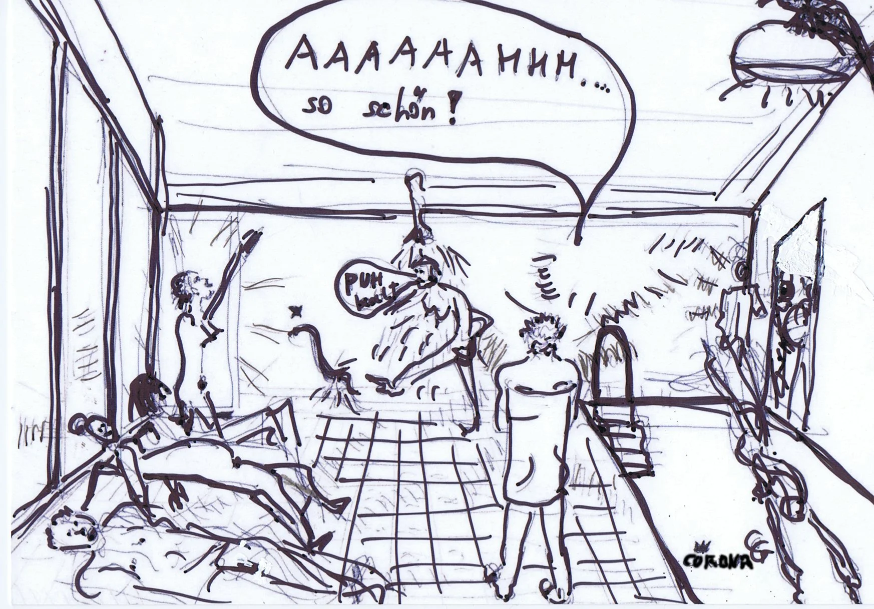 Hofszene gleich nach der Sauna-hupf rein ©Corona Gsteu