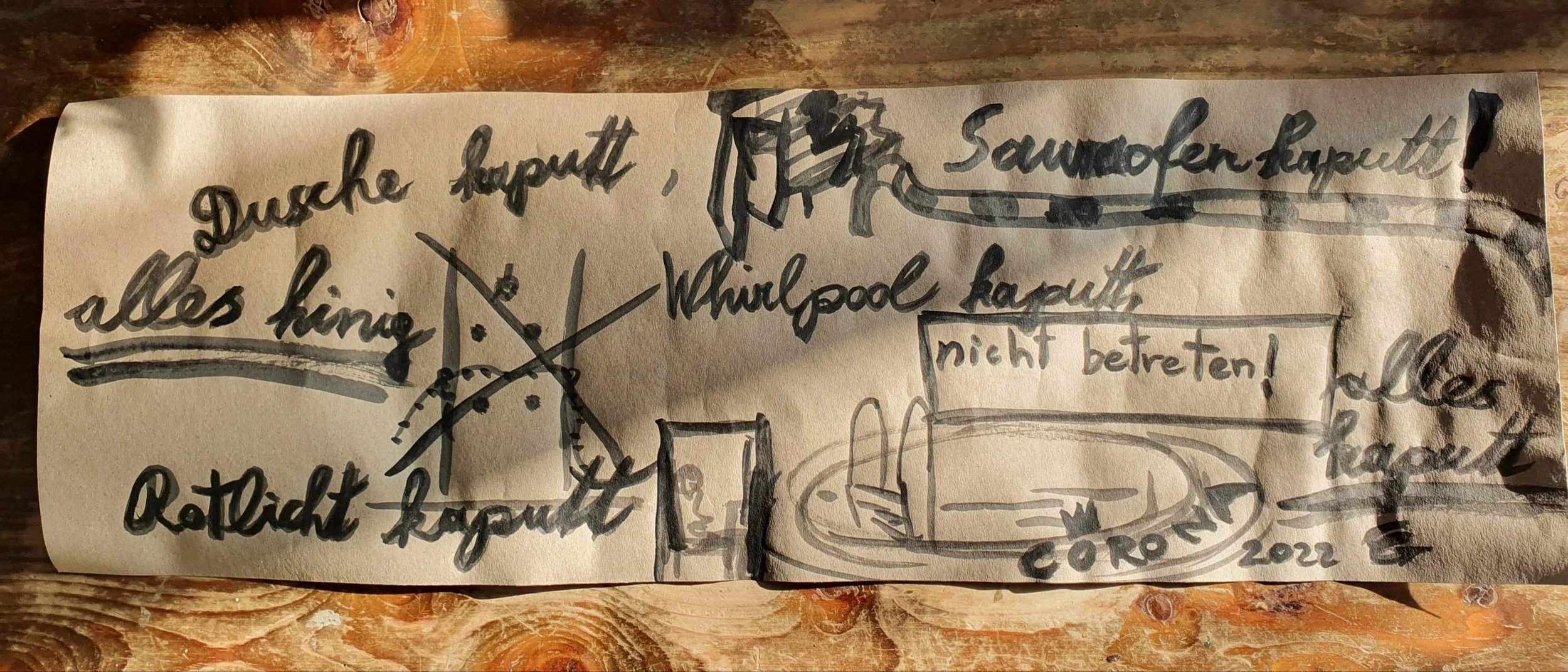 Dusche kaputt-Saunaofen kaputt-alles kaputt ©Corona Gsteu