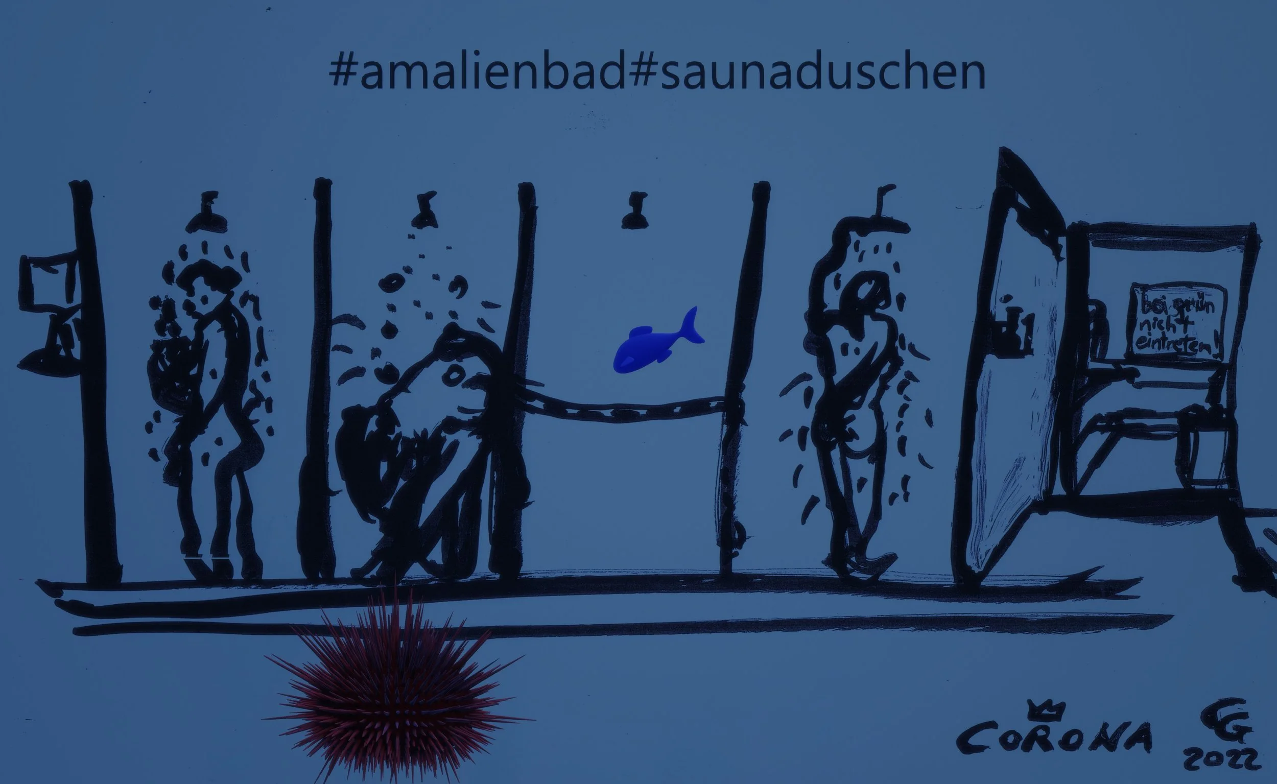 Duschen mit roten Seeigel und Fisch tipo ©Corona Gsteu 