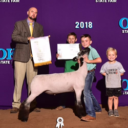 5th Overall & Reserve Hampshire Oklahoma State Fair Shown by Cade Charmasson Raised by Brandon Erickson Sired by Rehab