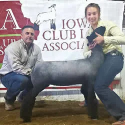 Grand Champion Ewe Lamb Iowa Club Lamb Association Jackpot Shown by Trenna Cherney Raised by Treml Club Lambs Sole Custody x Stonewall