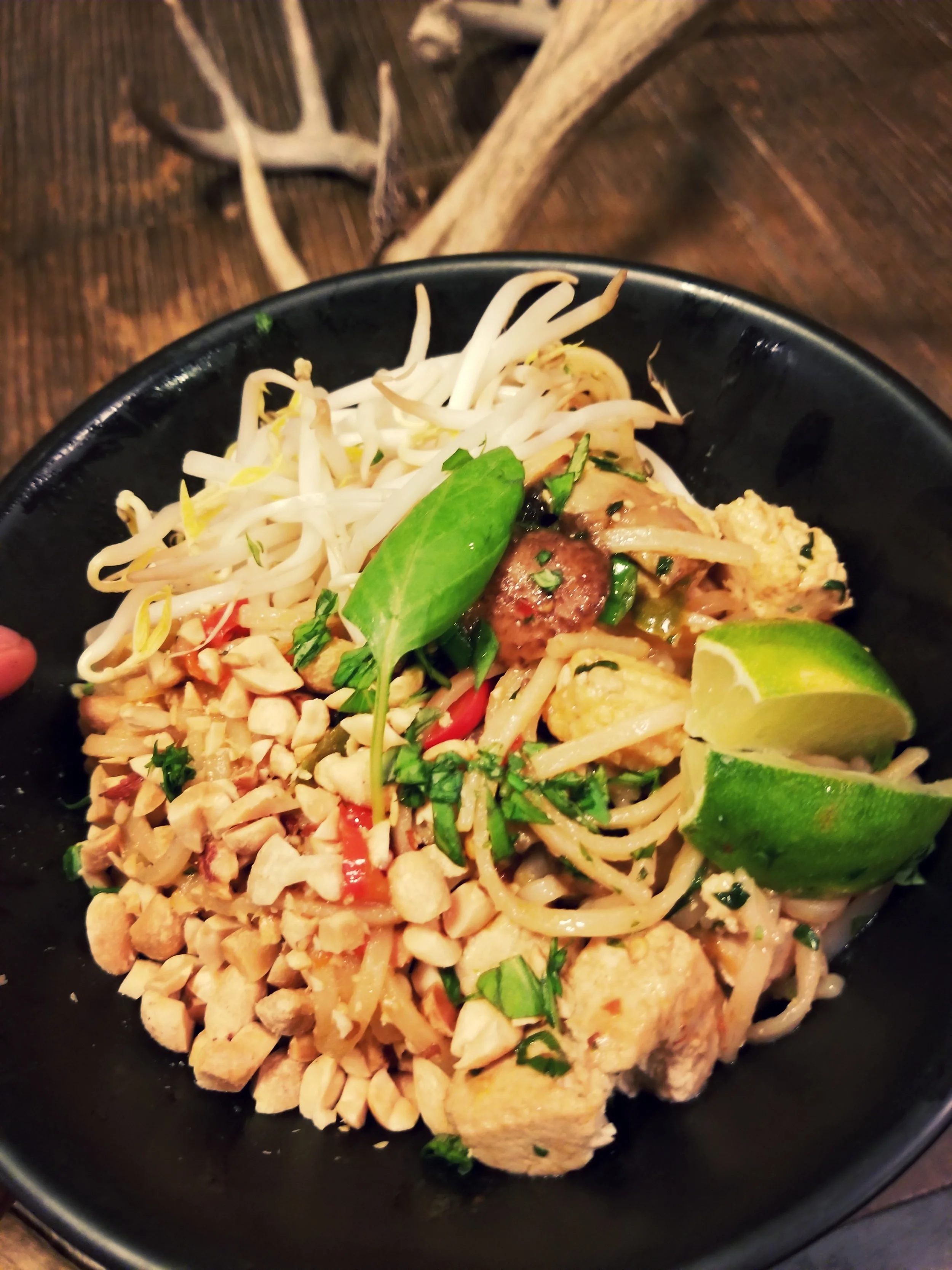 Liberally garnished with a plethora of toppings! This is what makes Thai food so delicious!