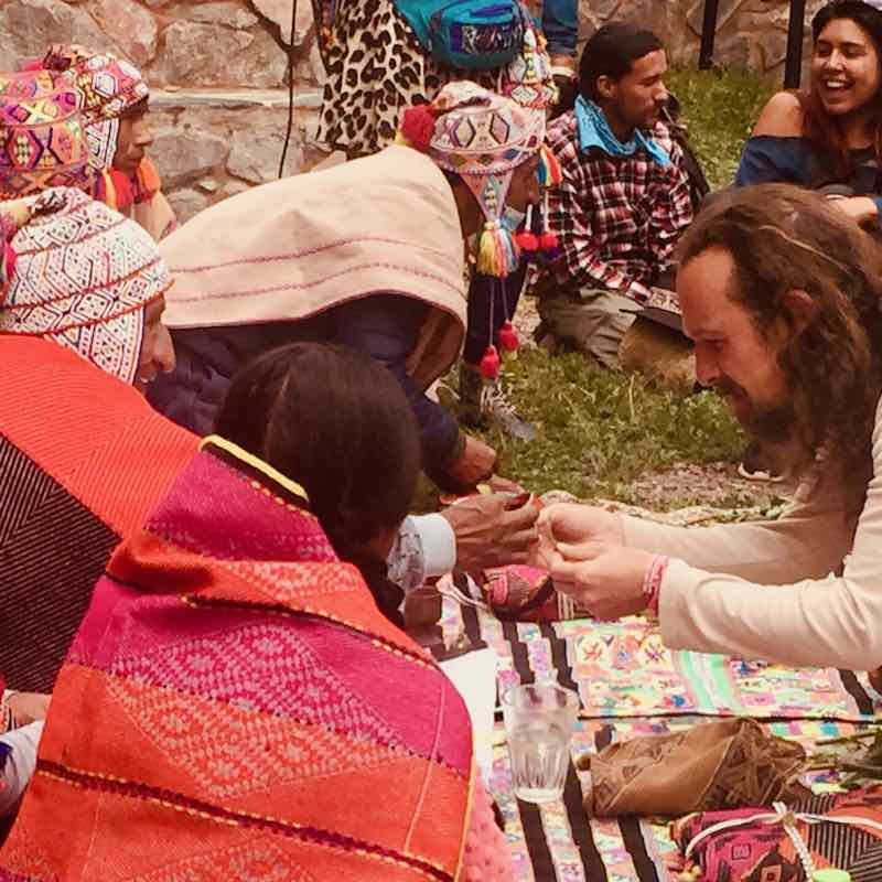 Shamanic teacher Alku with Qero medicine man and woman, ancient Peruvian tradition, Aynua Amazonas, Peru