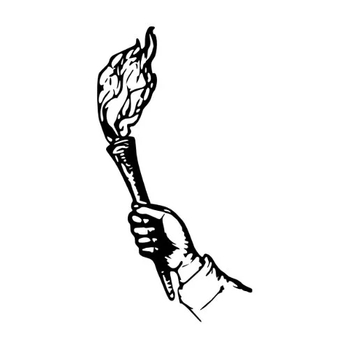 Hand holding a torch, old engraved style