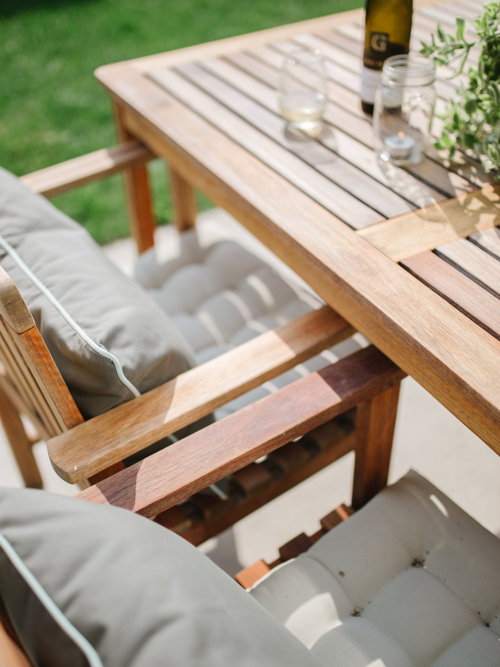 upcycled teak patio set - sanded and refinished — emelbe design