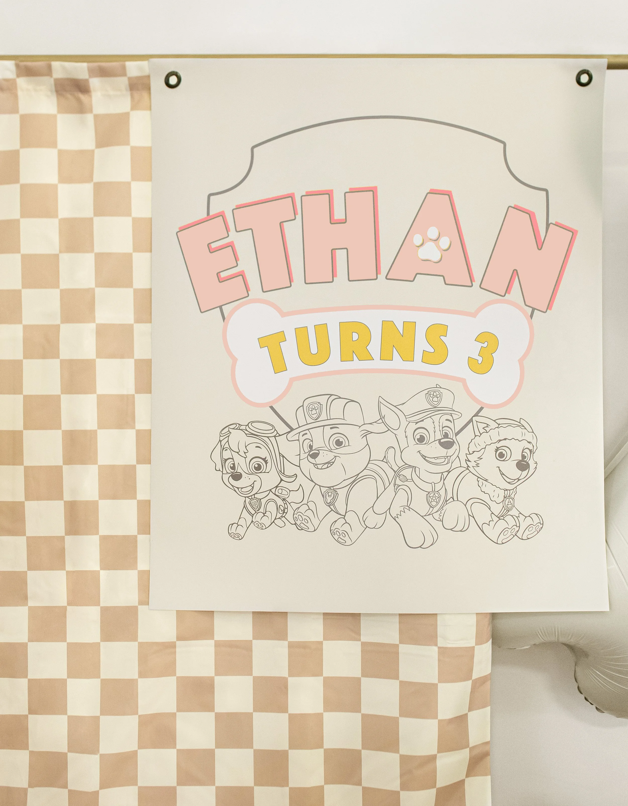 PINK customized paw patrol birthday banner [DIGITAL FILE]