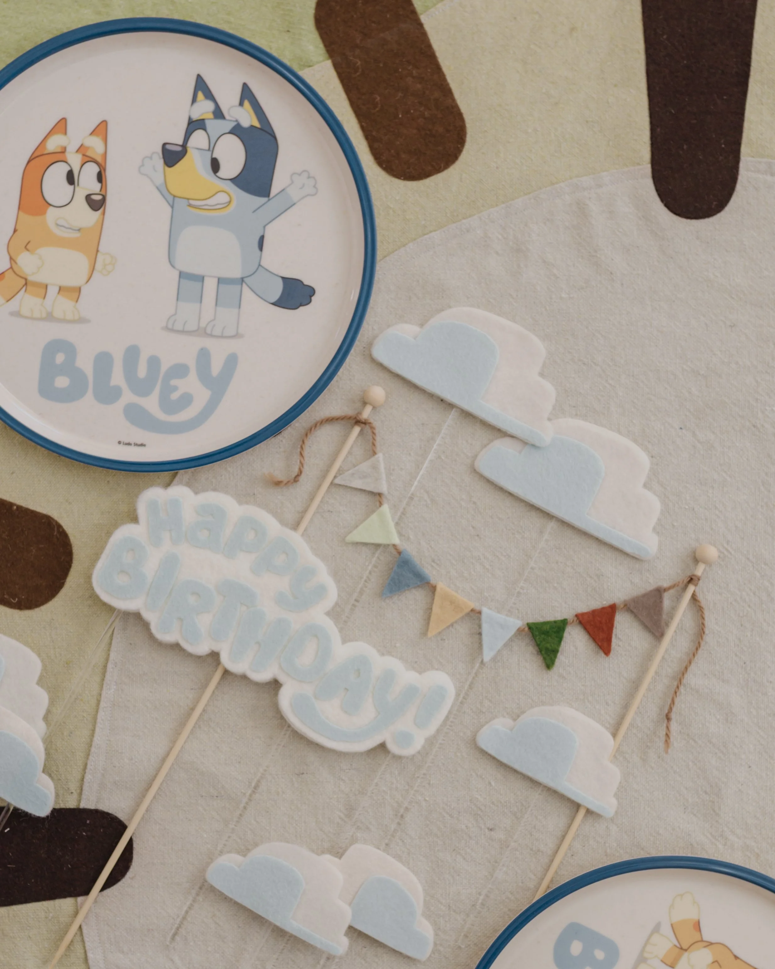 felt bunting cake topper - multicolour
