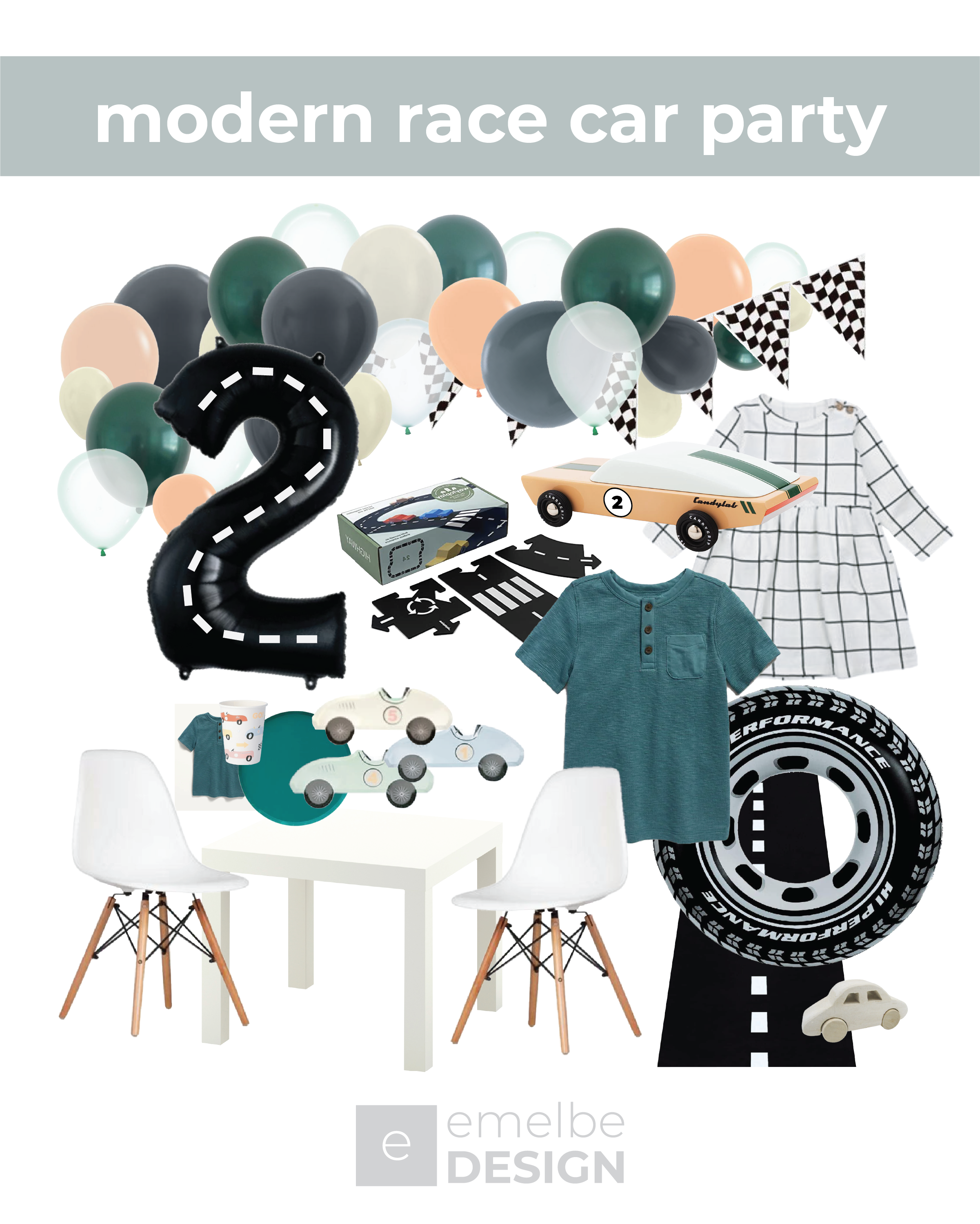 modern race car 2nd birthday party ideas