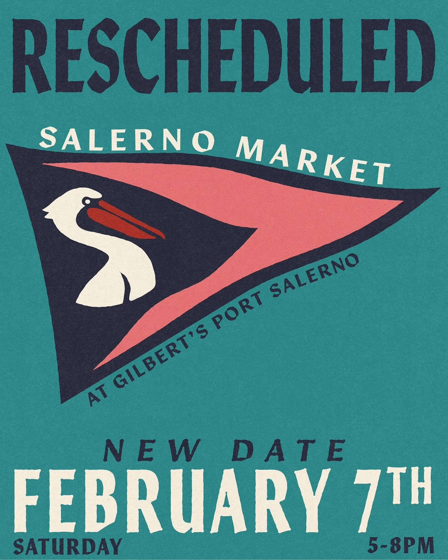 It&rsquo;s going to be pretty windy and chilly Saturday night, so we&rsquo;re rescheduling our first Salerno Market of the year and moving it to next Saturday, February 7th 🦈