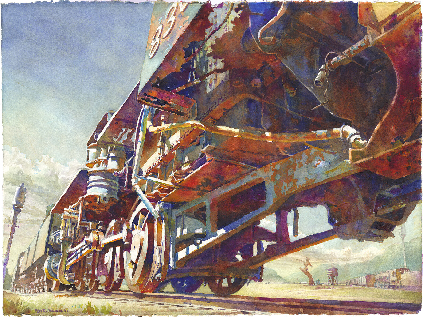 Train Depot, 1949, art by Gerald Collins Gleeson – California Watercolor