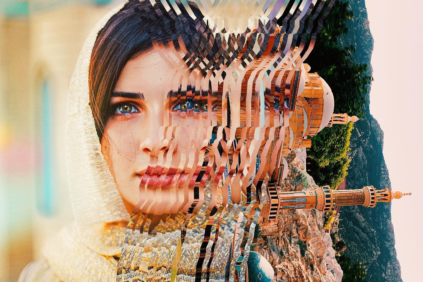 &ldquo;Gates of Heaven&rdquo; 

Although this piece is open to interpretation, my intention was to depict the angelic nature of Islamic symbols. 
 
Back in 2019 I spent summer in Kurdistan, where most of my family lives. This composite came from a ca