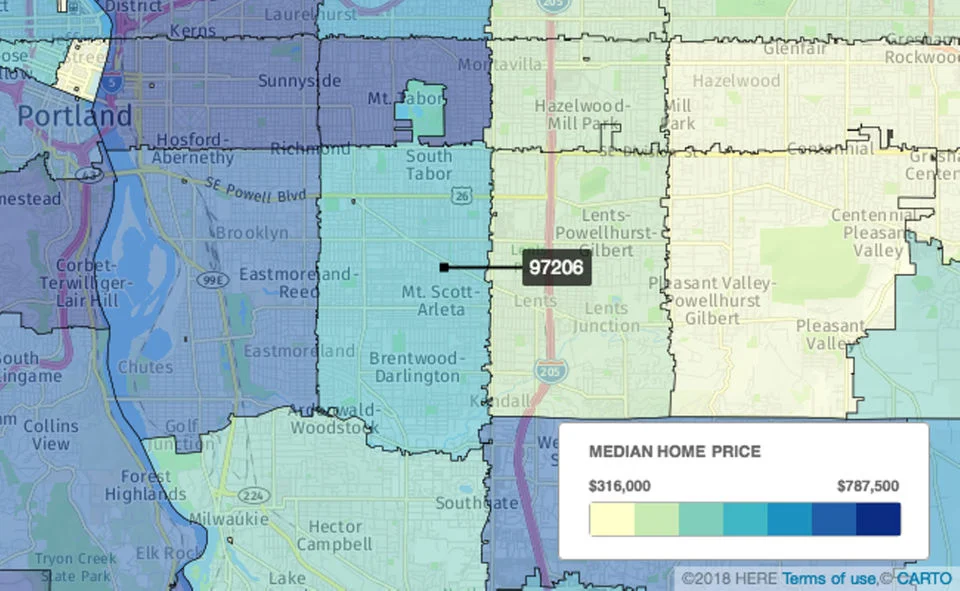 Foster-Powell/Woodstock, Portland In the 97206 ZIP code, there were 254 sales. Homes spent an average of 23 days on the market, and the median sale price was $399,000, down 0.7 percent from $402,000 a year earlier.