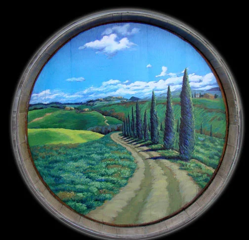 Italian countryside 2015 - Oak wine barrel top - sold